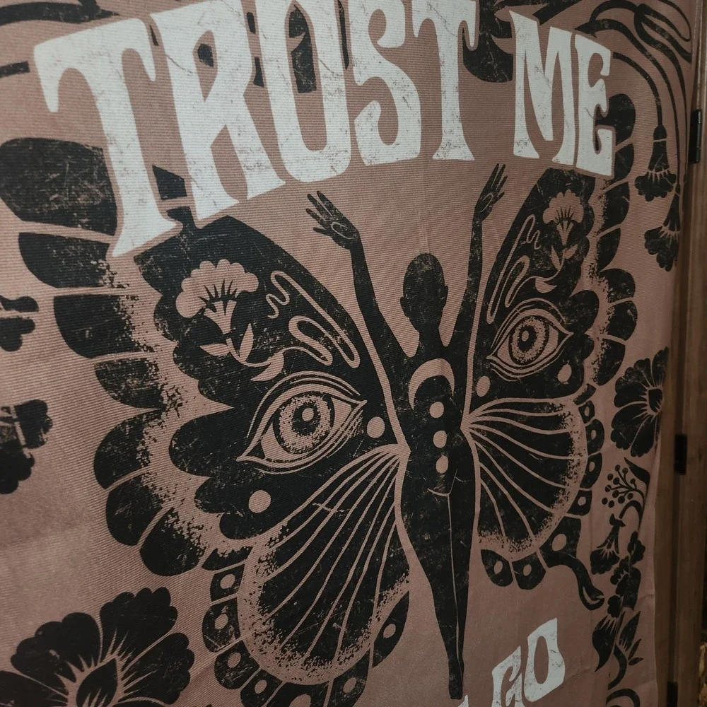 Boho Butterfly Wall Tapestry Trust Me Let Go The Universe Beige Black Spiritual